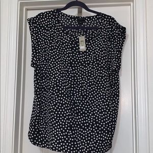 Ann Taylor Polka Dot Black and White Blouse XL